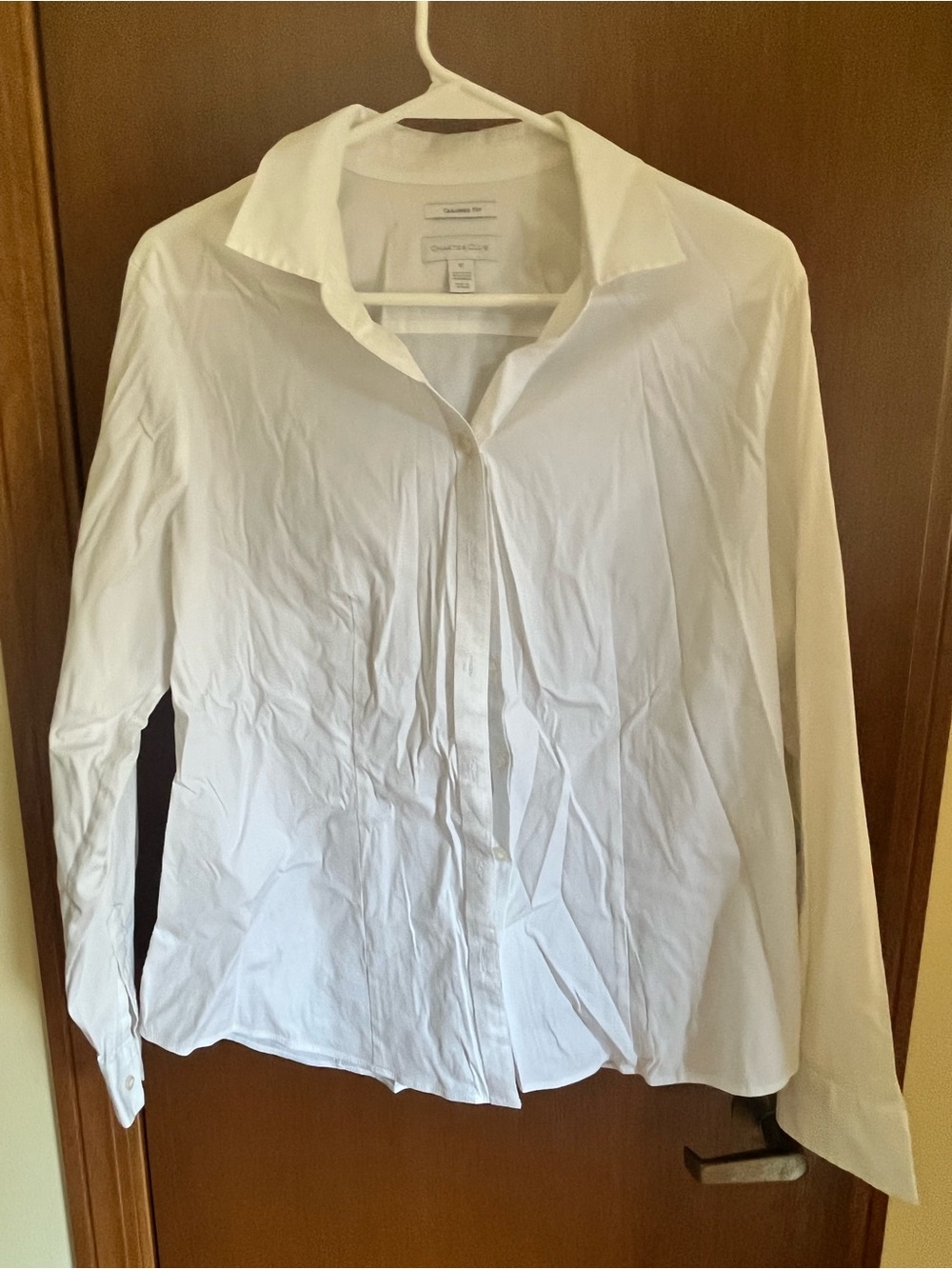 Charter Club White Long-Sleeve Button-Down Shirt